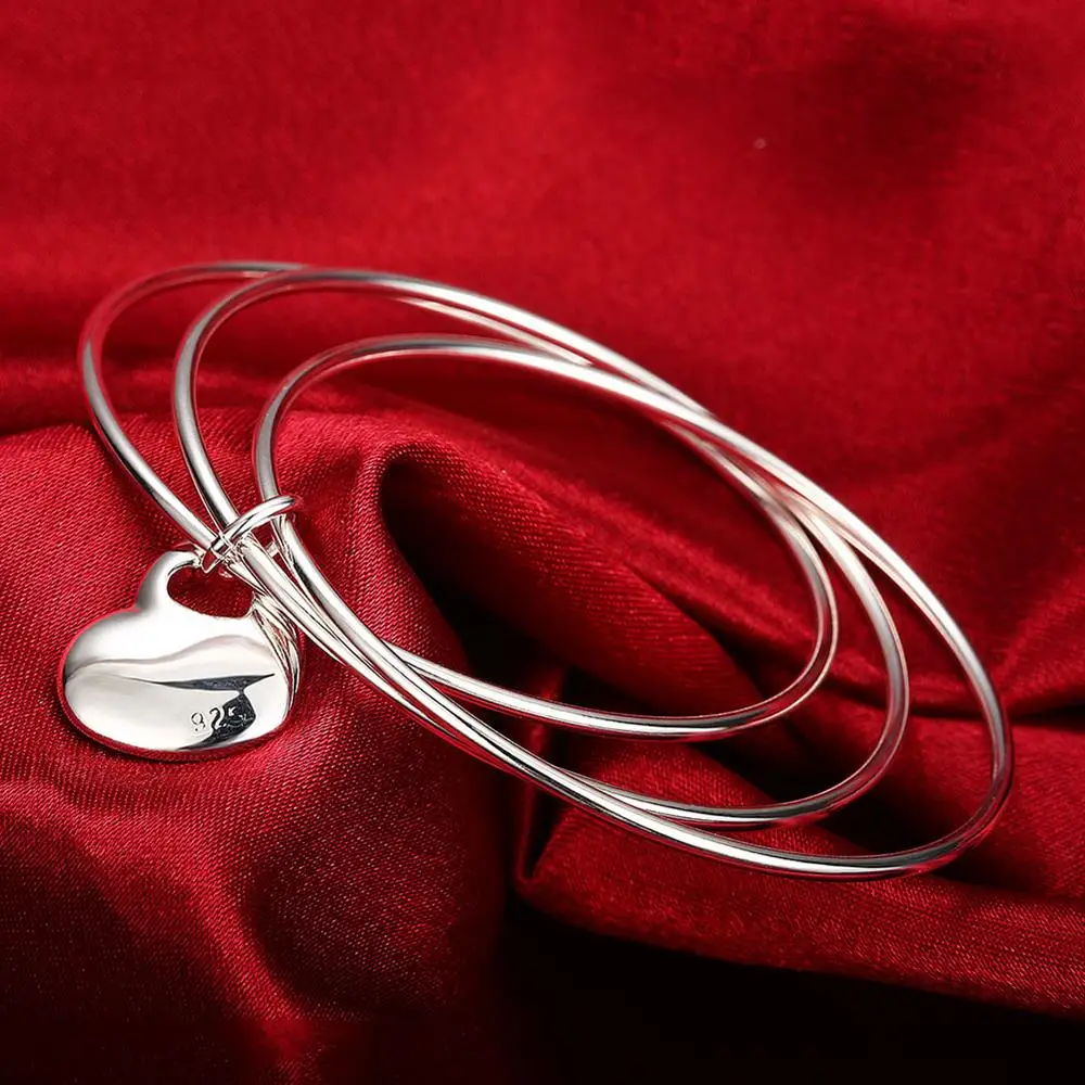 Popular Brands Three Circles 6.5cm Heart Bangle 925 Sterling Silver Bracelets Fashion Party Couple Gifts Jewelry
Popular Brands Three Circles 6.5cm Heart Bangle 925 Sterling Silver Bracelets Fashion Party Couple Gifts Jewelry
