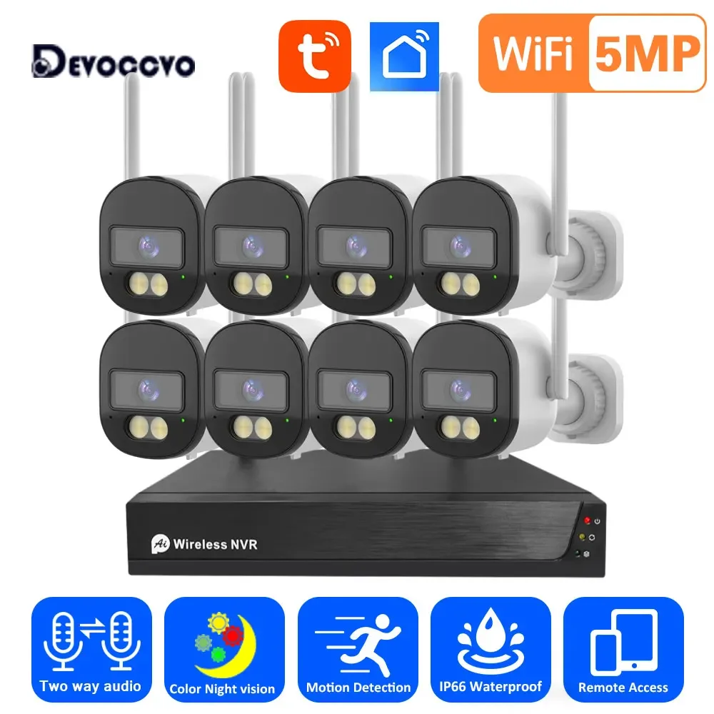 5MP Wireless Security Camera Set Tuya 8CH WiFi NVR Kit Color Night Vision 2 Way Audio 8 Channel CCTV Video Surveillance System
5MP Wireless Security Camera Set Tuya 8CH WiFi NVR Kit Color Night Vision 2 Way Audio 8 Channel CCTV Video Surveillance System