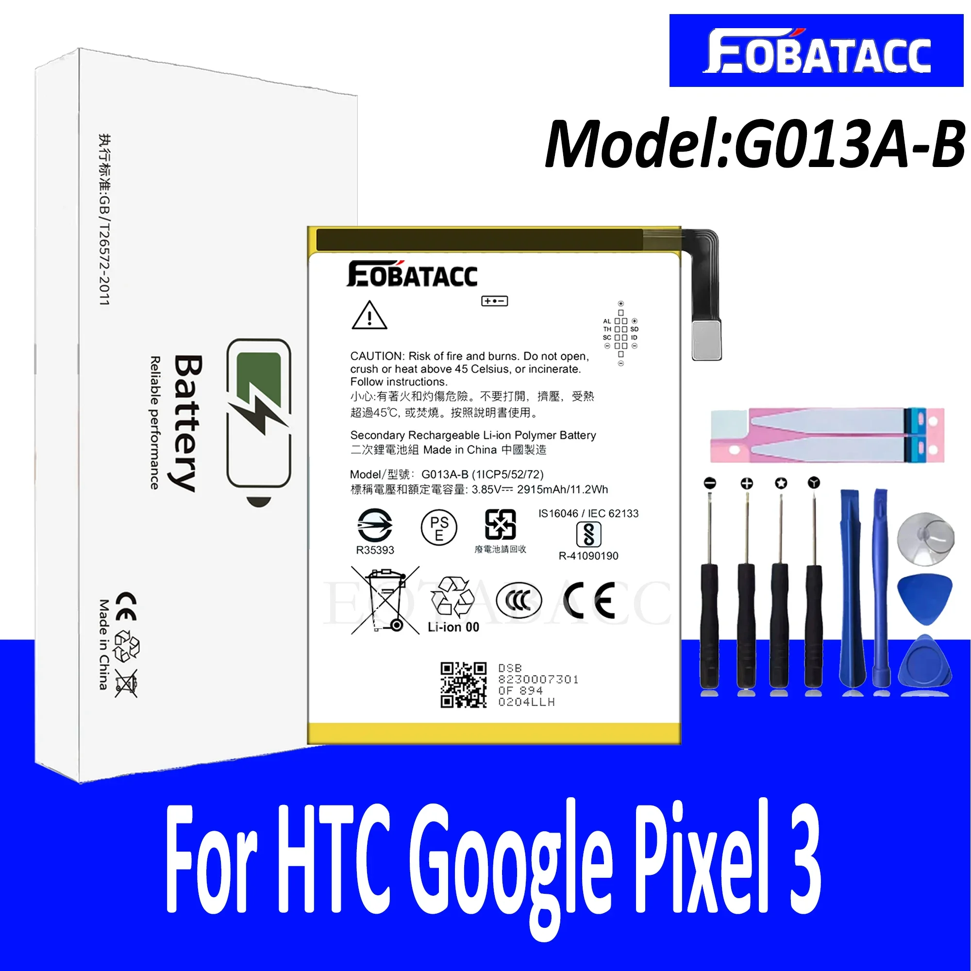 EOTABACC 100% New Original Battery G013A-B For HTC Google pixel 3 Phone Battery +Tools
EOTABACC 100% New Original Battery G013A-B For HTC Google pixel 3 Phone Battery +Tools