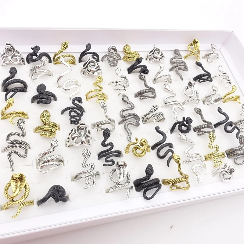 30pcs Men Women Snake Rings Fashion Jewelry Punk Style Animal Party Gift Wholesale Lot Size Adjustable Black Gold Silver Plated
30pcs Men Women Snake Rings Fashion Jewelry Punk Style Animal Party Gift Wholesale Lot Size Adjustable Black Gold Silver Plated