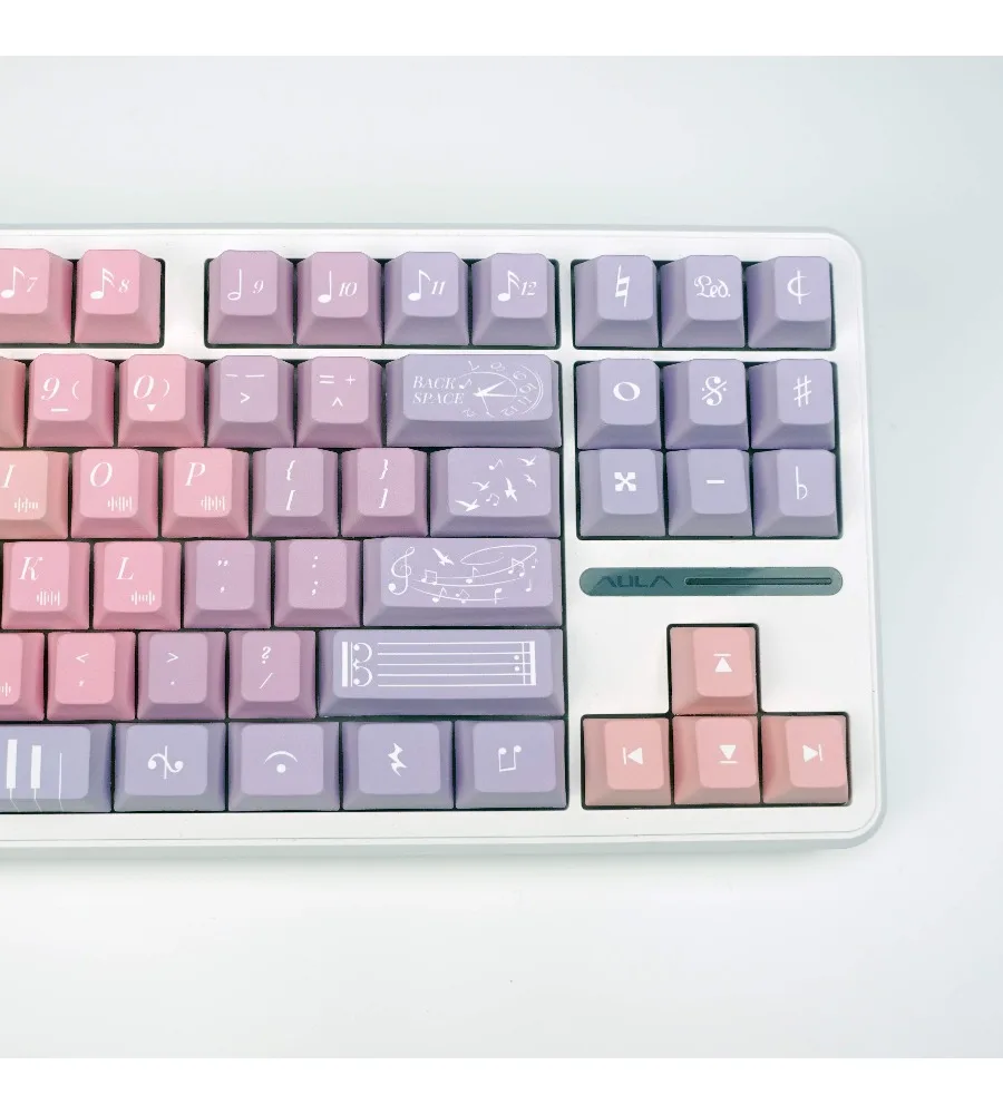Keycaps thermal sublimation process full set of mechanical keyboard 61 87 and other pink purple music note theme keycaps PBT
Keycaps thermal sublimation process full set of mechanical keyboard 61 87 and other pink purple music note theme keycaps PBT