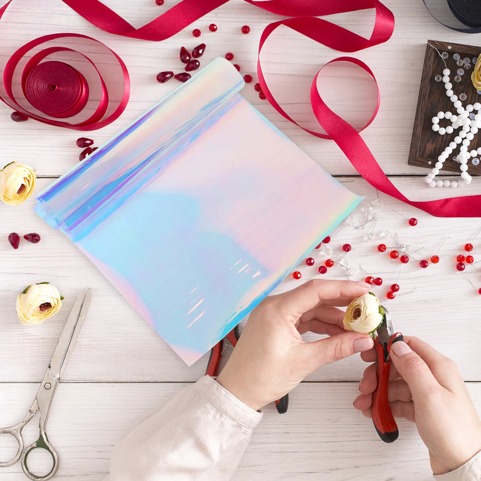 DIY Transparent Rainbow Film Fabric PVC Sheet Iridescent Glossy Craft Material for Handbags Earrings Hair Bows Pouches
DIY Transparent Rainbow Film Fabric PVC Sheet Iridescent Glossy Craft Material for Handbags Earrings Hair Bows Pouches