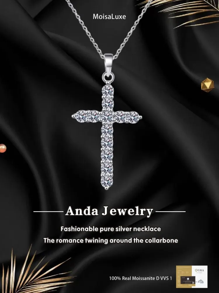 Moissanite Plata Sterling 925 Silver Classic Cross Pendant for Women Men Fashion Jewelry Gifts GRA Certified
Moissanite Plata Sterling 925 Silver Classic Cross Pendant for Women Men Fashion Jewelry Gifts GRA Certified