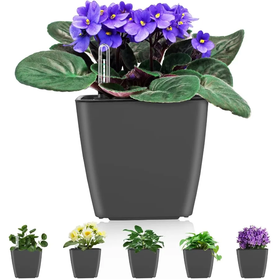 Self Watering Planters for Indoor Plants : 5 inch 6 Pack Grey Planter with Water Level Indicator African Violet Self Watering F
Self Watering Planters for Indoor Plants : 5 inch 6 Pack Grey Planter with Water Level Indicator African Violet Self Watering F