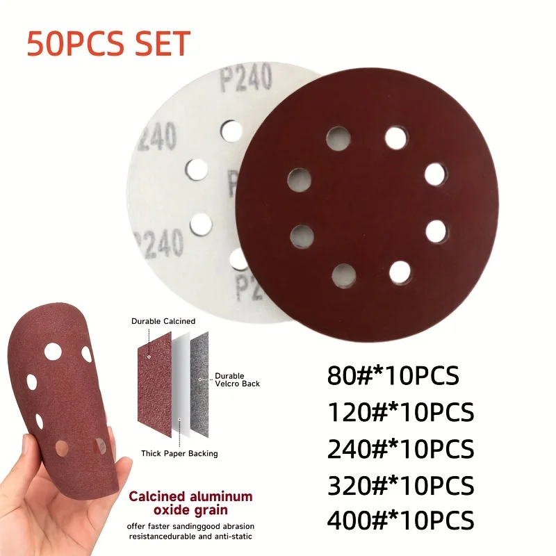 50 шт. 5-дюймовые шлифовальные диски с 8 отверстиями — зернистость 80/120/240/320/400 — идеально подходит для произвольных орбитальных шлифовальных машин!
50 шт. 5-дюймовые шлифовальные диски с 8 отверстиями — зернистость 80/120/240/320/400 — идеально подходит для произвольных орбитальных шлифовальных машин!