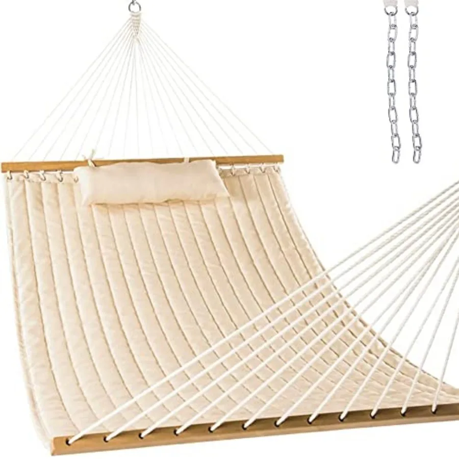 12FT Quilted Fabric Double Hammock with Spreader Bars and Detachable Pillow 2 Person Hammock for Outdoor Outside Patio Garden Y
12FT Quilted Fabric Double Hammock with Spreader Bars and Detachable Pillow 2 Person Hammock for Outdoor Outside Patio Garden Y