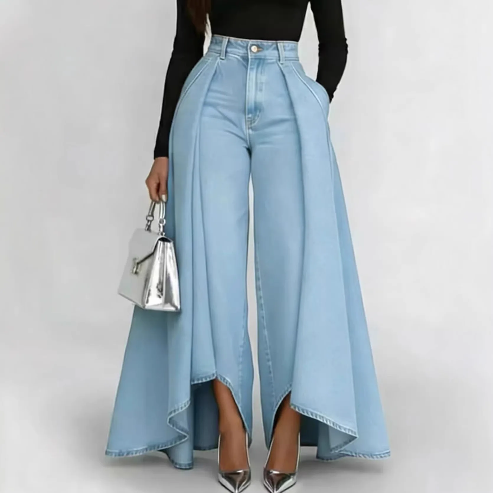 New Summer Women's Fashionable Solid Color Long Leg Wide Leg Jeans
New Summer Women's Fashionable Solid Color Long Leg Wide Leg Jeans
