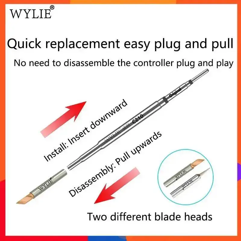 WYLIE C210 Heat Core Compatible Replacement Tip Chrome Plating Copper Substrate Anti Oxidation for PCB Soldering Flat Cable Fix
WYLIE C210 Heat Core Compatible Replacement Tip Chrome Plating Copper Substrate Anti Oxidation for PCB Soldering Flat Cable Fix