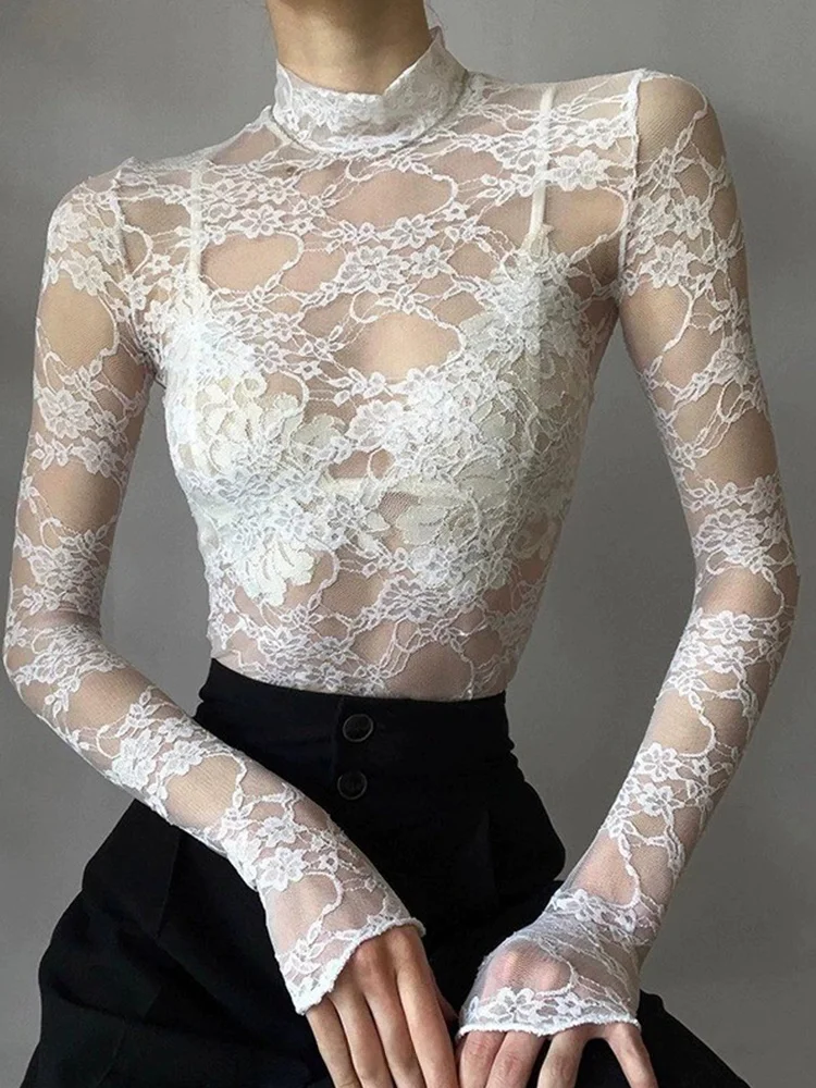 Women's High Collar Lace Base Shirt Slim Fit White Embroidered Mesh Top Fashionable Summer New Style Inner Wear Korean Style
Women's High Collar Lace Base Shirt Slim Fit White Embroidered Mesh Top Fashionable Summer New Style Inner Wear Korean Style
