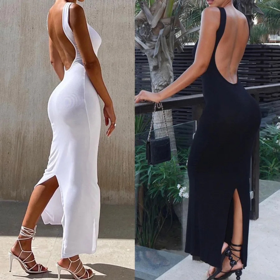 【New style】Summer big backless slim dress pure color sleeveless split hip dress
【New style】Summer big backless slim dress pure color sleeveless split hip dress