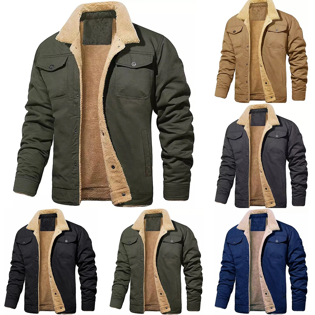 Men Winter Warm Plush Thicken Coat Fleece Lined Cargo Jacket Lapel Outwear Tops Keep Warm
Men Winter Warm Plush Thicken Coat Fleece Lined Cargo Jacket Lapel Outwear Tops Keep Warm