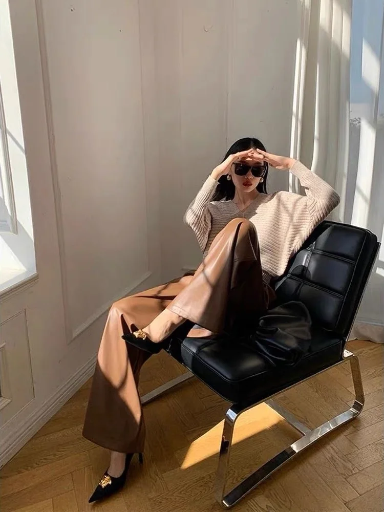 Ning Retro Faionable Winter New Arrival Genuine eepskin Leather High Waist Straight Leg Floor Length Pants Women
Ning Retro Faionable Winter New Arrival Genuine eepskin Leather High Waist Straight Leg Floor Length Pants Women