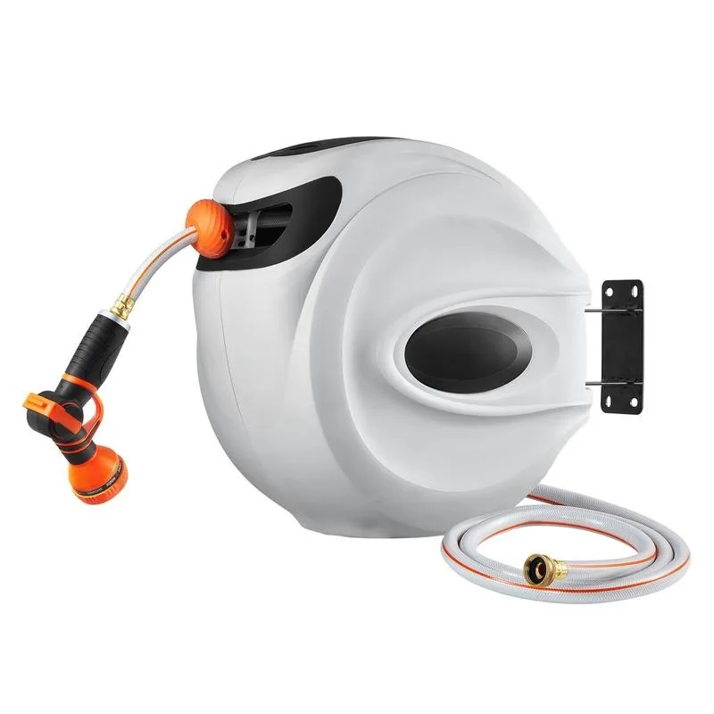 Retractable Hose Reel Water Hose Reel 130'x1/2" 180° Swivel Wall-Mounted
Retractable Hose Reel Water Hose Reel 130'x1/2" 180° Swivel Wall-Mounted