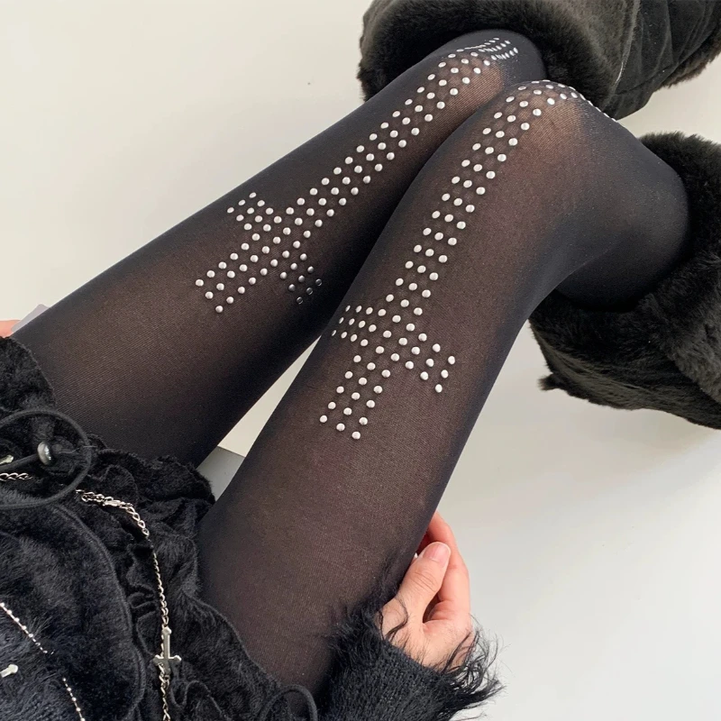 Y2k Black Cross Rhinestone Pantyhose Four Seasons Long Stockings Gothic Style Tights for Women Cosplay Party Wear Sexy Legging
Y2k Black Cross Rhinestone Pantyhose Four Seasons Long Stockings Gothic Style Tights for Women Cosplay Party Wear Sexy Legging