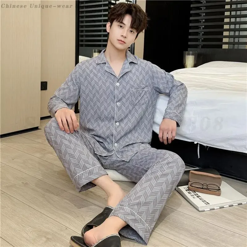 Cotton Men's Pajamas Korean Sleepwear Spring Autumn 2025 Pijama Printed Pyjamas 2 Piece Set Loose Casual Home Wear Loungewear
Cotton Men's Pajamas Korean Sleepwear Spring Autumn 2025 Pijama Printed Pyjamas 2 Piece Set Loose Casual Home Wear Loungewear