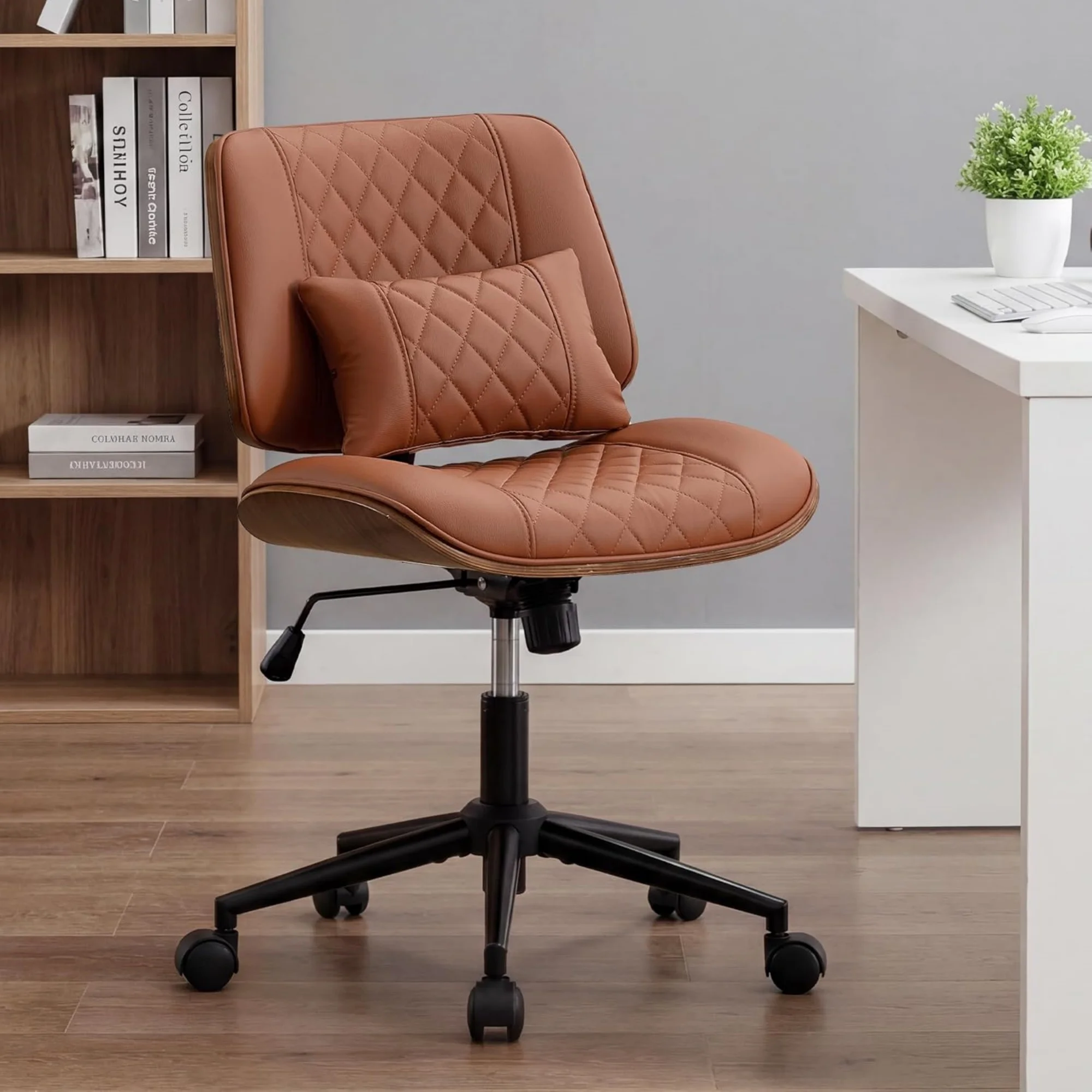 Armless Office Chair with Wheels, Adjustable Height Small Desk Chair, Modern Swivel Computer Chair with Lumbar Pillow for Home Office, PU Leather, Orange
Armless Office Chair with Wheels, Adjustable Height Small Desk Chair, Modern Swivel Computer Chair with Lumbar Pillow for Home Office, PU Leather, Orange