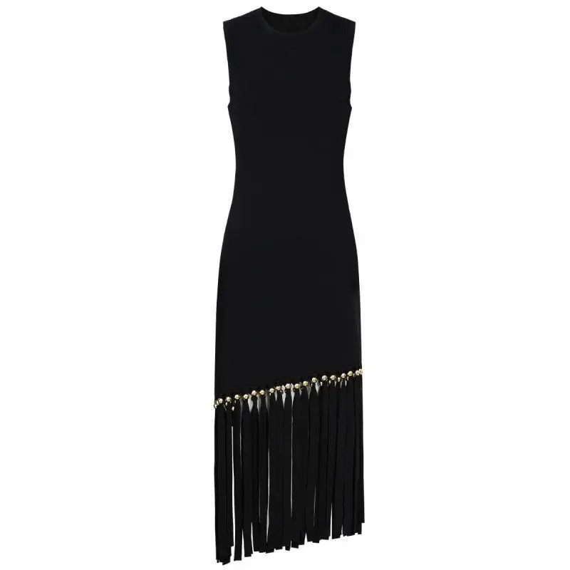 High-Quality Knitted Summer New Style Sleeveless round Neck Slim Fit Beaded Fringed Dress for Women mid Waist Ball Gown
High-Quality Knitted Summer New Style Sleeveless round Neck Slim Fit Beaded Fringed Dress for Women mid Waist Ball Gown
