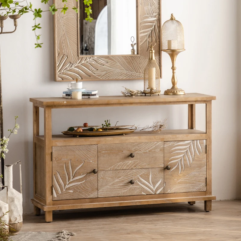 American retro old carved dining side cabinet, tea storage cabinet, bed and breakfast living room, storage against the wall, ent
American retro old carved dining side cabinet, tea storage cabinet, bed and breakfast living room, storage against the wall, ent