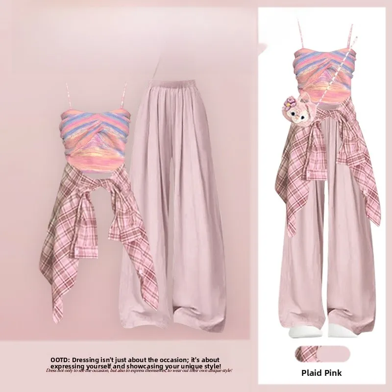 Летние модные клетчатые брюки с поясом и высокой талией, утягивающие повседневные брюки, комплект футболок для молодых женщин
Летние модные клетчатые брюки с поясом и высокой талией, утягивающие повседневные брюки, комплект футболок для молодых женщин