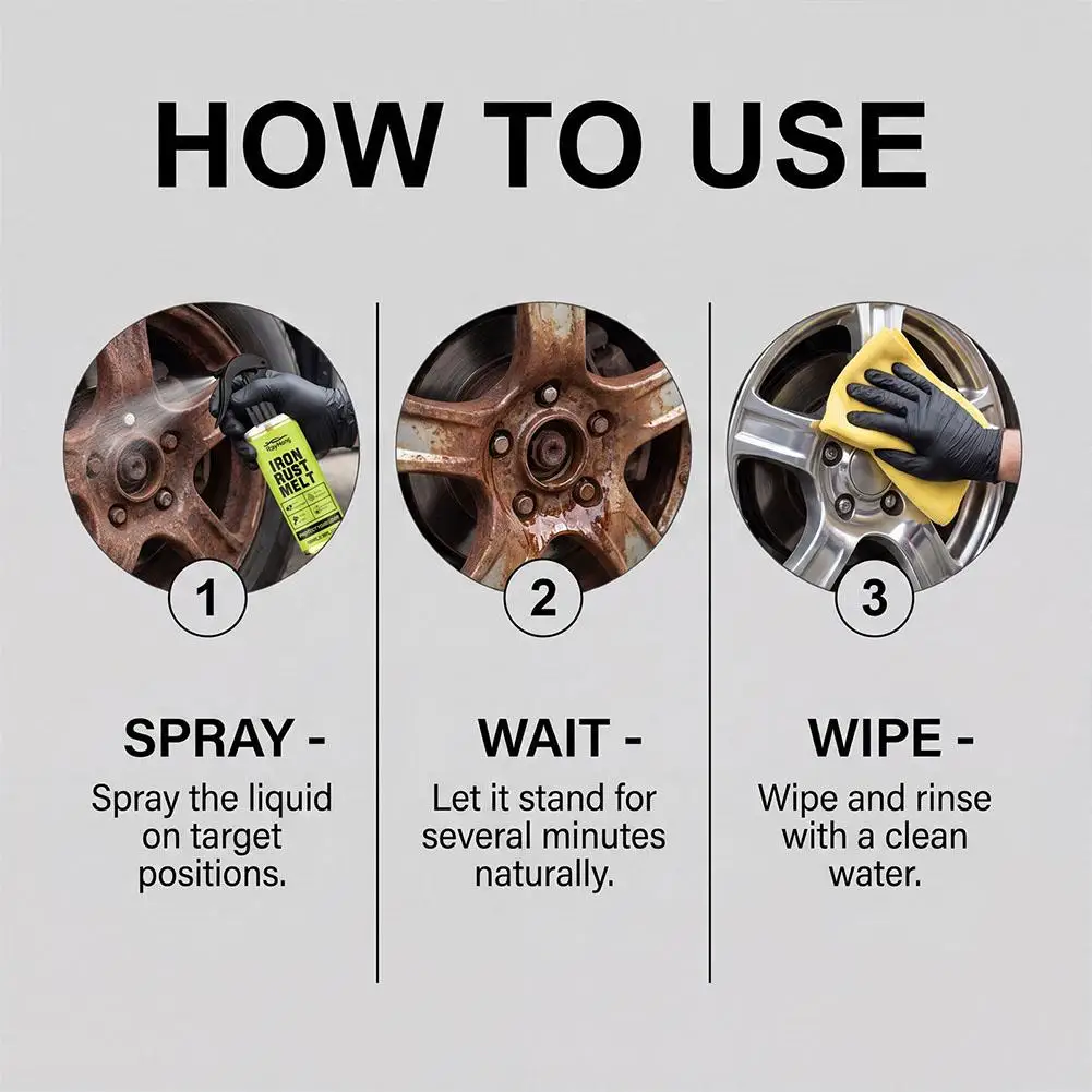 Powerful Rust Remover Spray Fast-Acting Iron Oxidation Eliminator Wheel Rim Restoring Shine Car Cleaning Maintenance
Powerful Rust Remover Spray Fast-Acting Iron Oxidation Eliminator Wheel Rim Restoring Shine Car Cleaning Maintenance