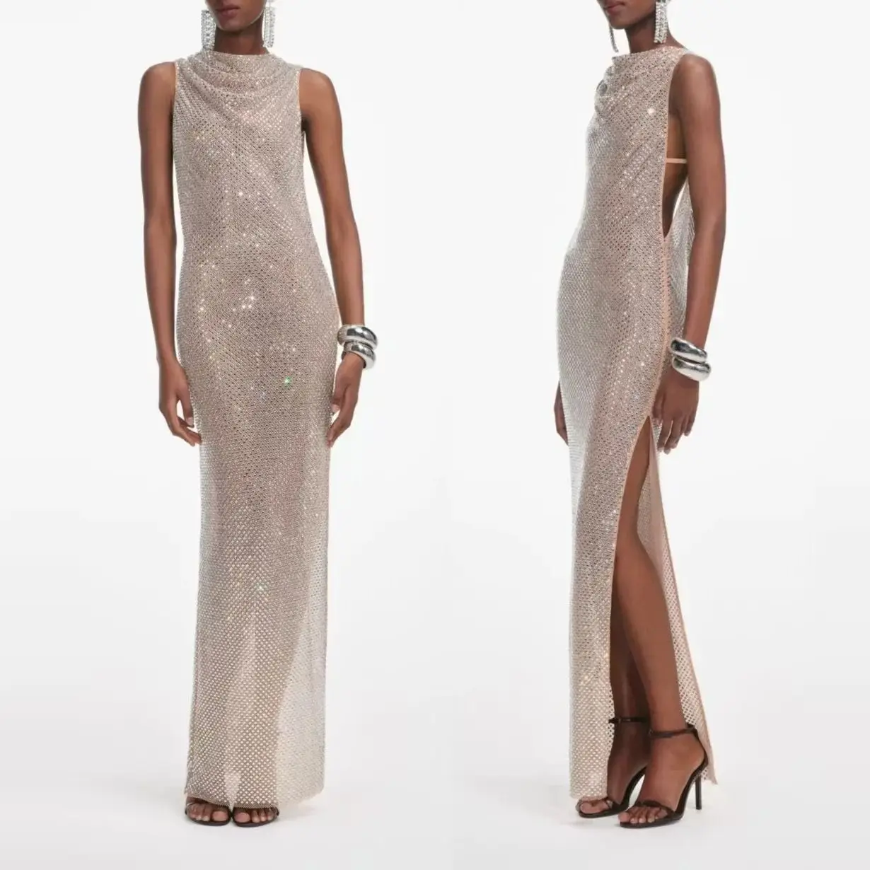 Women rhinestone slit long dress Sleeveless fashion luxury party maxi dress
Women rhinestone slit long dress Sleeveless fashion luxury party maxi dress