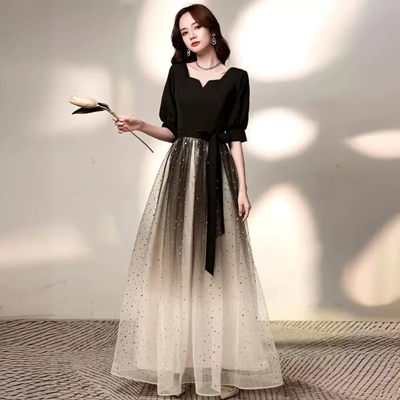 2025 New High Quality Women's Black Evening Dress Fashion Glitter Luxury Vocal Art Exam Slimming Dress European and American
2025 New High Quality Women's Black Evening Dress Fashion Glitter Luxury Vocal Art Exam Slimming Dress European and American