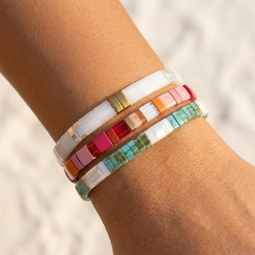 3PCS Bohemian Style Handmade TL Glass Beads Elastic String Bracelets Unisex Stackable Jewelry Accessories
3PCS Bohemian Style Handmade TL Glass Beads Elastic String Bracelets Unisex Stackable Jewelry Accessories