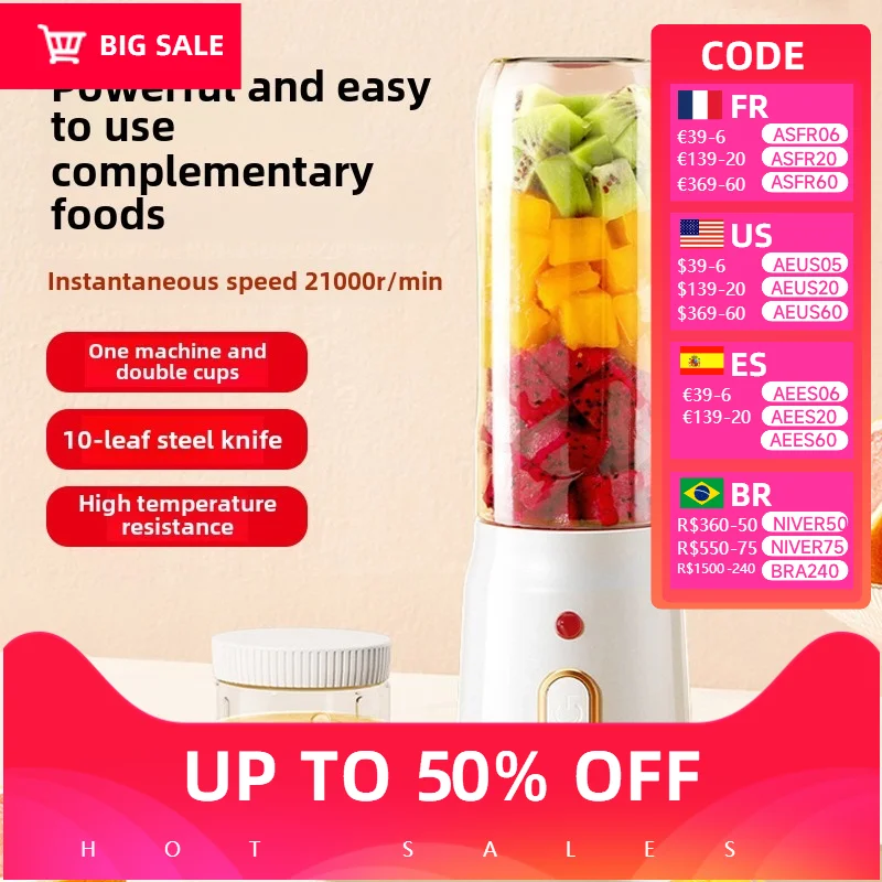 500ML Portable Electric Blender 40W USB Rechargeable Cordless Juicer High Powerful Juicer Cup For Smoothie Milkshake Juice Food
500ML Portable Electric Blender 40W USB Rechargeable Cordless Juicer High Powerful Juicer Cup For Smoothie Milkshake Juice Food