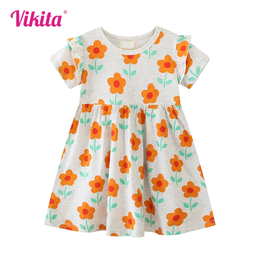 VIKITA Kids Yellow Floral Print Summer Dress Toddlers Short Sleeve Straight Dresses Girls Cotton Casual Daily Fashion Clothes
VIKITA Kids Yellow Floral Print Summer Dress Toddlers Short Sleeve Straight Dresses Girls Cotton Casual Daily Fashion Clothes