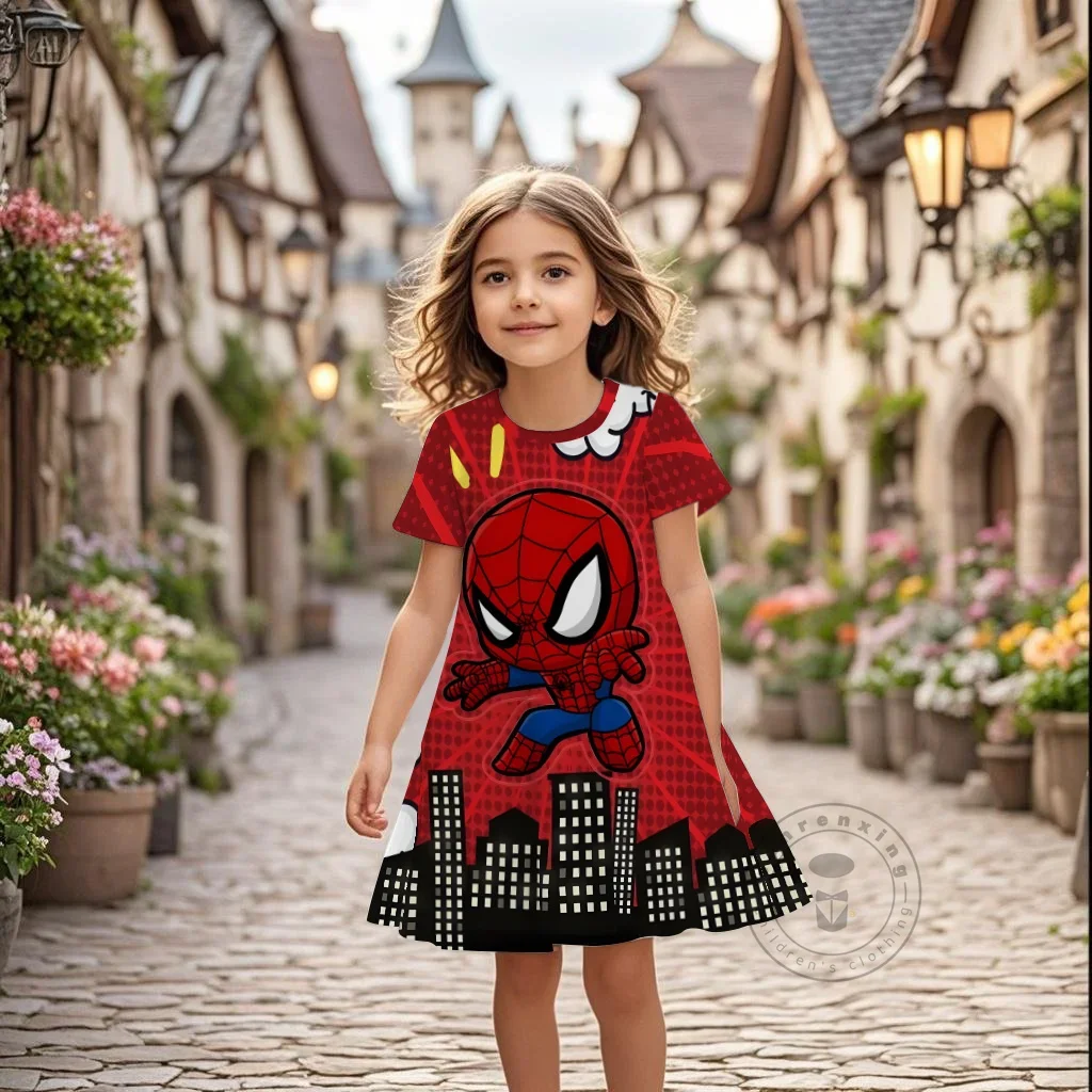 Крутое платье супергероя с героями мультфильмов Marvel, летняя расклешенная юбка с 3D принтом для девочек от 3 до 16 лет, стильный топ с короткими рукавами, повседневный удобный подарок 
Крутое платье супергероя с героями мультфильмов Marvel, летняя расклешенная юбка с 3D принтом для девочек от 3 до 16 лет, стильный топ с короткими рукавами, повседневный удобный подарок