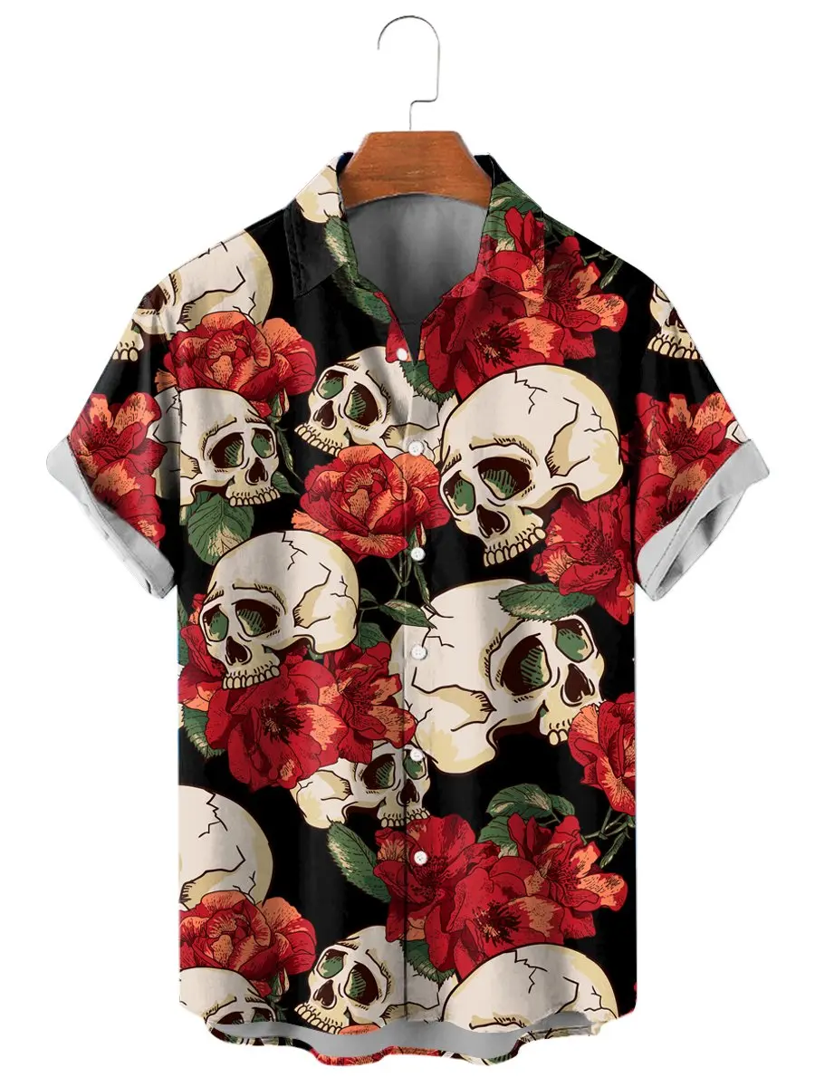 Fashion Skull Floral Men's Shirts Funny 3D Print Streetwear Short Sleeve Tees Hawaiian Shirt Lapel For Men
Fashion Skull Floral Men's Shirts Funny 3D Print Streetwear Short Sleeve Tees Hawaiian Shirt Lapel For Men