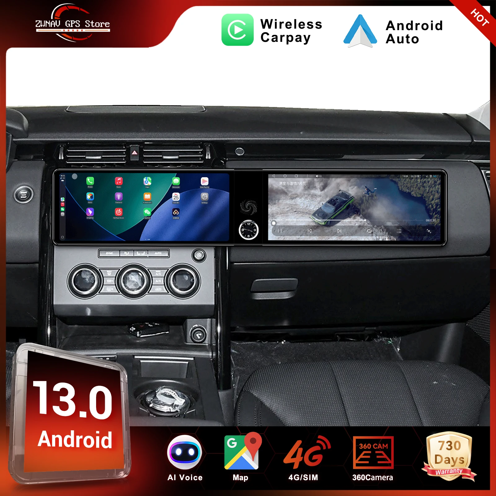Dual screen 12.3” For Land Rover Discovery 5 2017-2019 Android auto navigation carplay multimedia player radio wireless head
Dual screen 12.3” For Land Rover Discovery 5 2017-2019 Android auto navigation carplay multimedia player radio wireless head