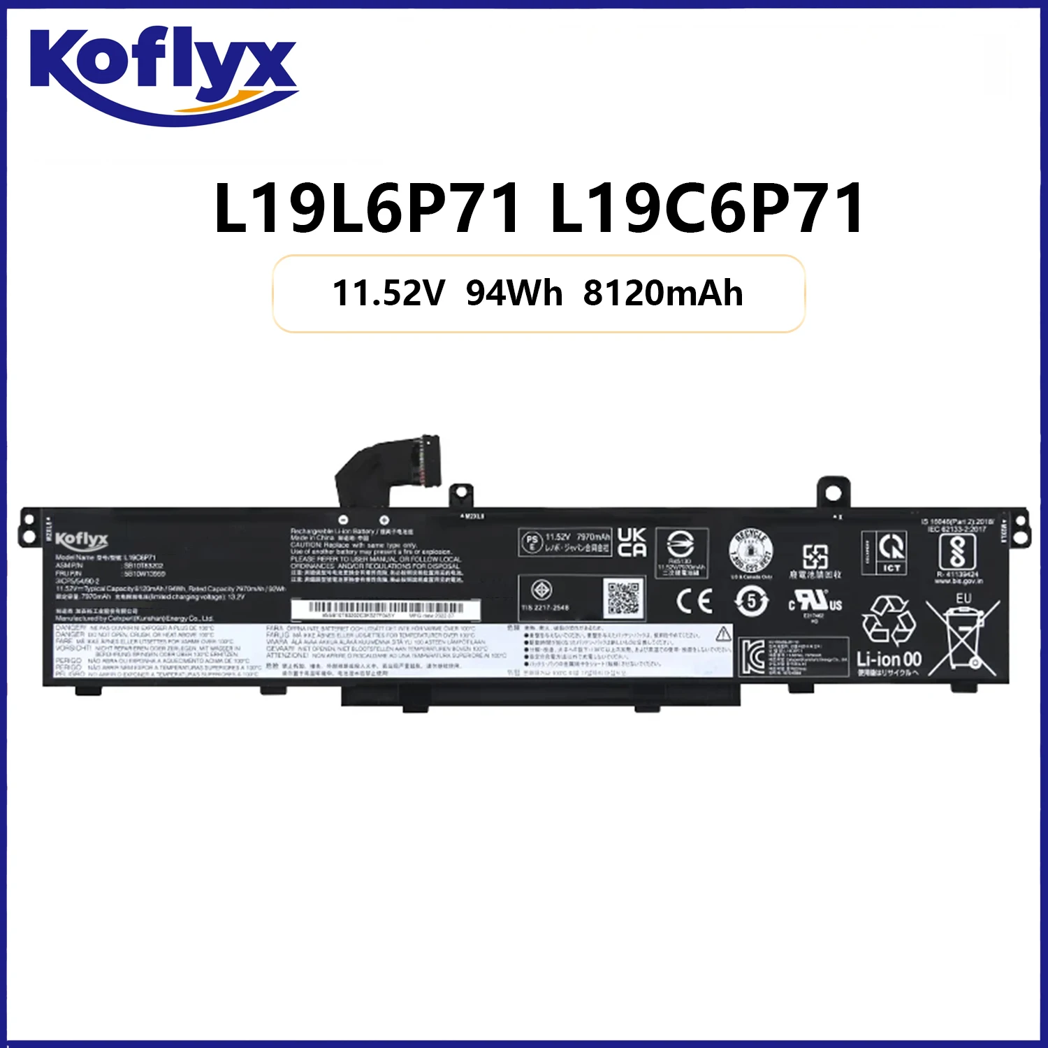 Новый аккумулятор Koflyx для ноутбука Lenovo ThinkPad P15 P17 T15G Gen 1 Gen 2 L19L6P71 L19C6P71 L19M6P71
Новый аккумулятор Koflyx для ноутбука Lenovo ThinkPad P15 P17 T15G Gen 1 Gen 2 L19L6P71 L19C6P71 L19M6P71
