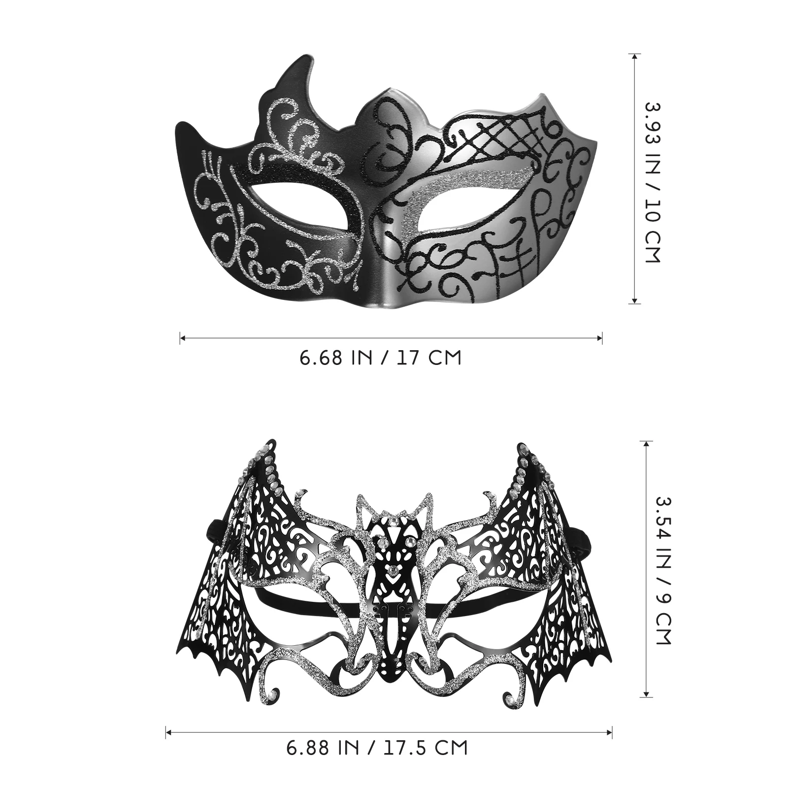 2 Silver Masks Halloween Party Metal Masquerade Decorative Bat Theme Comfortable Wear cosplay Accessories Photography Elegant
2 Silver Masks Halloween Party Metal Masquerade Decorative Bat Theme Comfortable Wear cosplay Accessories Photography Elegant