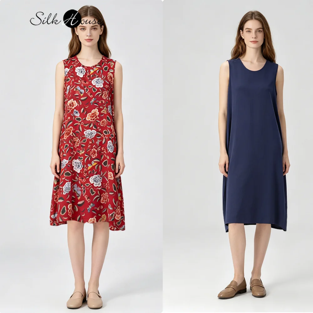 Plus Size Women's Casual Summer New 100% Natural Mulberry Silk Crepe De Chine Versatile Loose Sleeveless Red Printed Dress
Plus Size Women's Casual Summer New 100% Natural Mulberry Silk Crepe De Chine Versatile Loose Sleeveless Red Printed Dress