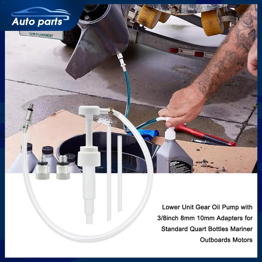 Lower Unit Gear Oil Pump with 3/8inch 8mm 10mm Adapters for Standard Quart Bottles Mariner Outboards Motors
Lower Unit Gear Oil Pump with 3/8inch 8mm 10mm Adapters for Standard Quart Bottles Mariner Outboards Motors