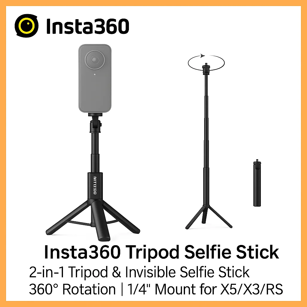 Палка для селфи-штатива Insta360 | Штатив 2-в-1 и невидимая палка для селфи | 360 ° Вращение | Крепление 1/4 дюйма для камер X5/X4/X3/RS
Палка для селфи-штатива Insta360 | Штатив 2-в-1 и невидимая палка для селфи | 360 ° Вращение | Крепление 1/4 дюйма для камер X5/X4/X3/RS