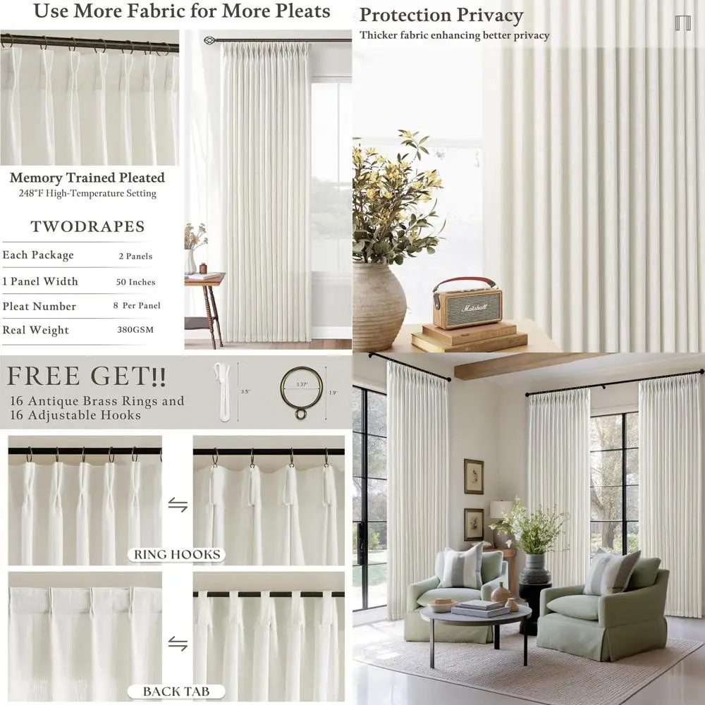Натуральные льняные шторы с плиссировкой 102 Linen Pinch Pleat, комплект из 2 панелей для гостиной, полупрозрачные, рассеивающие свет, в нейтральном стиле бохо
Натуральные льняные шторы с плиссировкой 102 Linen Pinch Pleat, комплект из 2 панелей для гостиной, полупрозрачные, рассеивающие свет, в нейтральном стиле бохо
