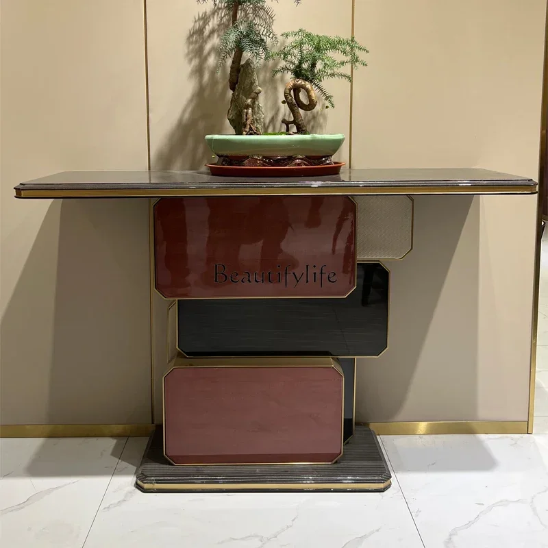 01Italian light luxury hall entrance table villa end view table hotel model room solid wood entrance table
01Italian light luxury hall entrance table villa end view table hotel model room solid wood entrance table