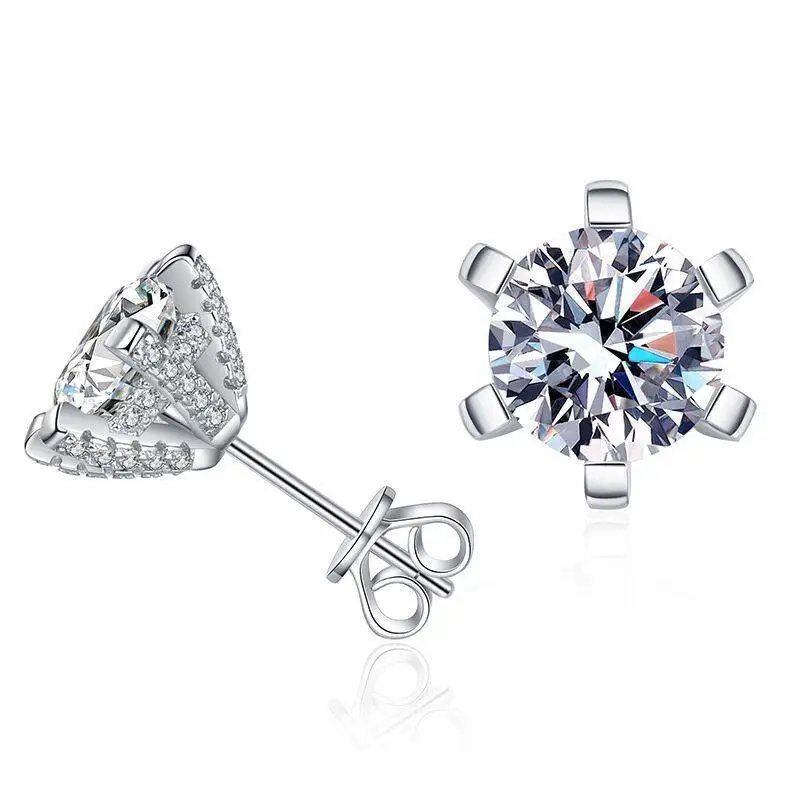 925 Sterling Silver Snowflake Shape D VVS1 Moissanite Cluster Stud Earrings Double Side Gem Fine Jewelry For Women
925 Sterling Silver Snowflake Shape D VVS1 Moissanite Cluster Stud Earrings Double Side Gem Fine Jewelry For Women