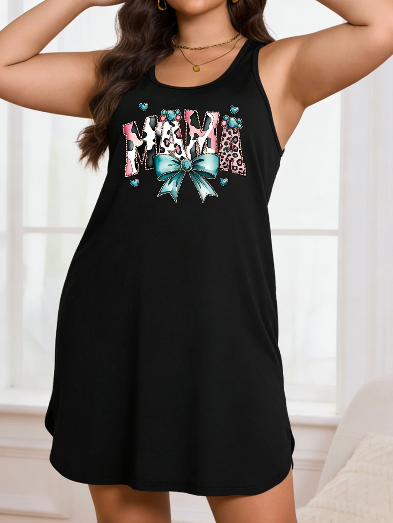 Big-size women's fashionable casual mom's printed sleeveless tank top dress, suitable for wearing outside the home
Big-size women's fashionable casual mom's printed sleeveless tank top dress, suitable for wearing outside the home