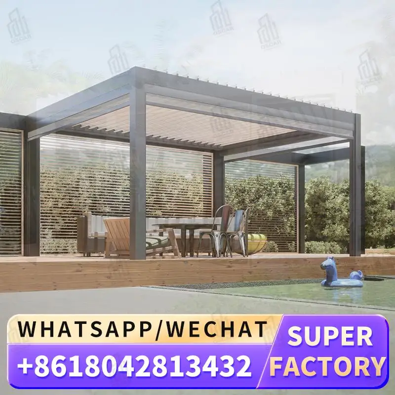 Upgraded Solar Roof Waterproof Louvered Pergola Bioclimatic Shading Structure for Garden Patio Backyard Louver Pergola
Upgraded Solar Roof Waterproof Louvered Pergola Bioclimatic Shading Structure for Garden Patio Backyard Louver Pergola