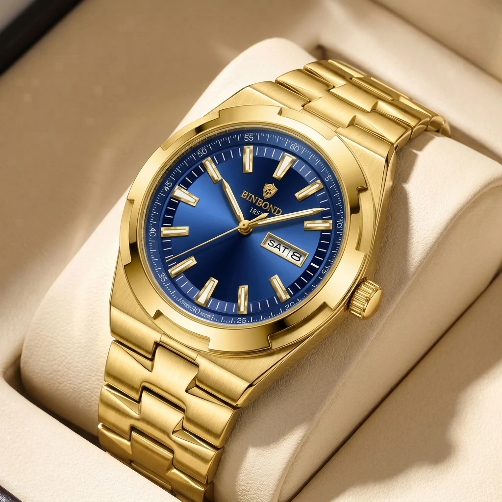 1 piece watch with metal strap, blue dial, double calendar display, simple, fashionable, versatile
1 piece watch with metal strap, blue dial, double calendar display, simple, fashionable, versatile