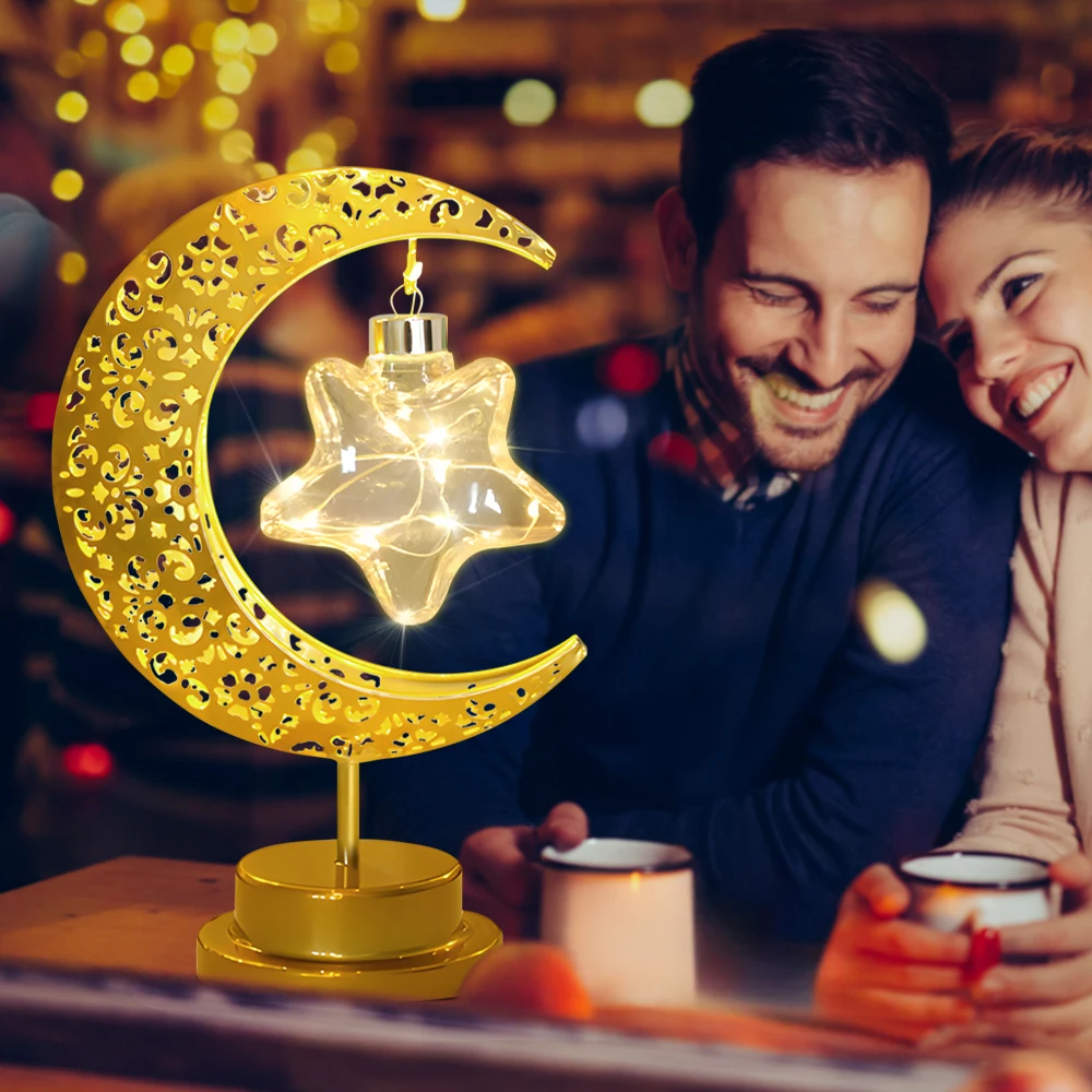Golden Moon Star Night Lights Muslim Ramanda Festival Decoration Table Lamp Holiday Christamas Atmosphere Styling Lighting Gifts
Golden Moon Star Night Lights Muslim Ramanda Festival Decoration Table Lamp Holiday Christamas Atmosphere Styling Lighting Gifts