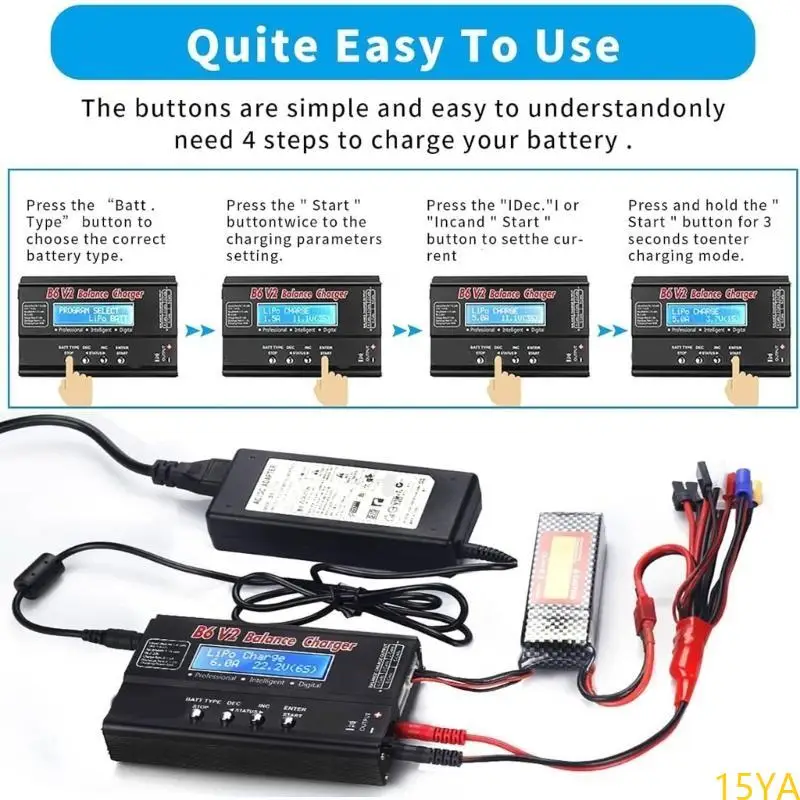 15YA 1-6S B6V2 Модернизированное аккумуляторное зарядное устройство 80W 6A для моделей дистанционного управления и различных
15YA 1-6S B6V2 Модернизированное аккумуляторное зарядное устройство 80W 6A для моделей дистанционного управления и различных