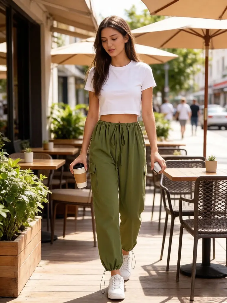Women Cargo Pants High Waist Wide Leg with Multi Pockets Drawstring Waistband Cuff Joggers Loose Fit Casual Trousers Army Greens
Women Cargo Pants High Waist Wide Leg with Multi Pockets Drawstring Waistband Cuff Joggers Loose Fit Casual Trousers Army Greens