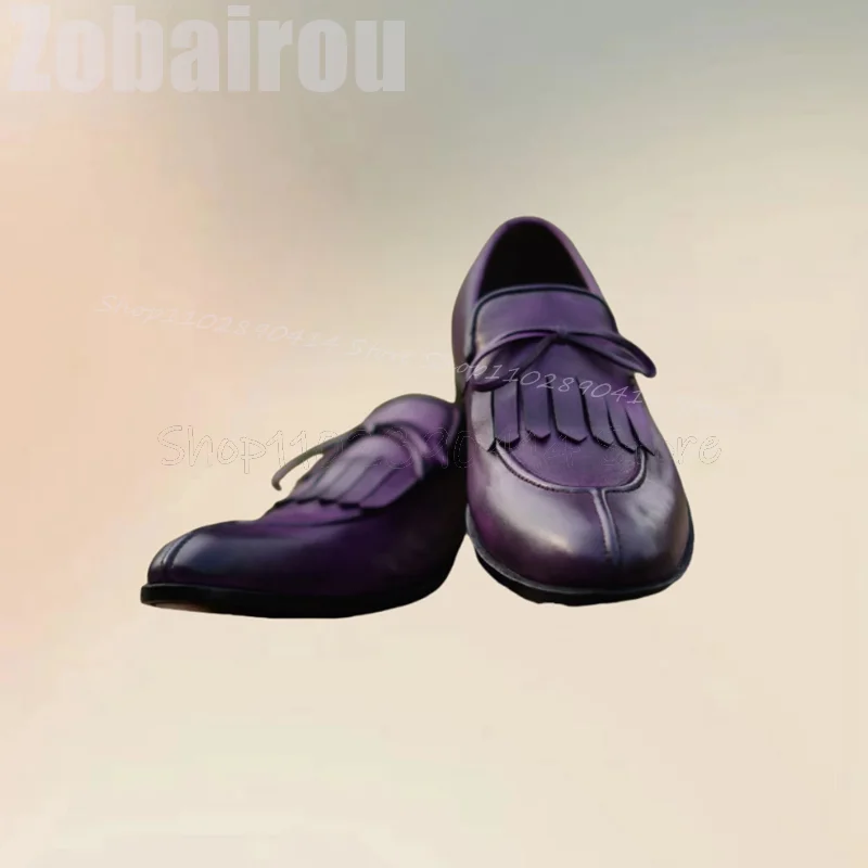 Purple Tassels Bow Knot Matte Leather Loafers Fashion Slip On Men Shoes Luxurious Handmade Party Feast Banquet Men Dress Shoes
Purple Tassels Bow Knot Matte Leather Loafers Fashion Slip On Men Shoes Luxurious Handmade Party Feast Banquet Men Dress Shoes
