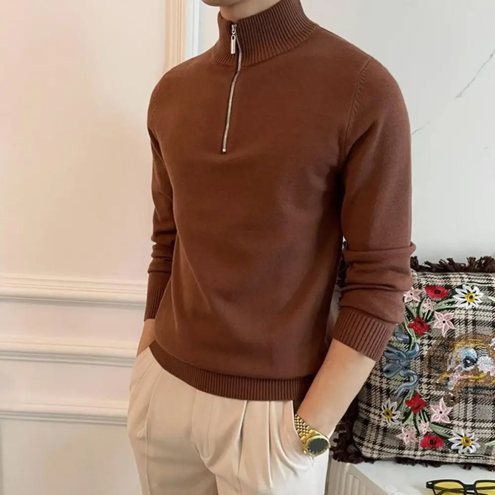 Men Solid Color Pullover Sweater Men Loose Sweater Retro Knitted Men's Sweater with Zippered Half-high Collar Thick for Fall
Men Solid Color Pullover Sweater Men Loose Sweater Retro Knitted Men's Sweater with Zippered Half-high Collar Thick for Fall