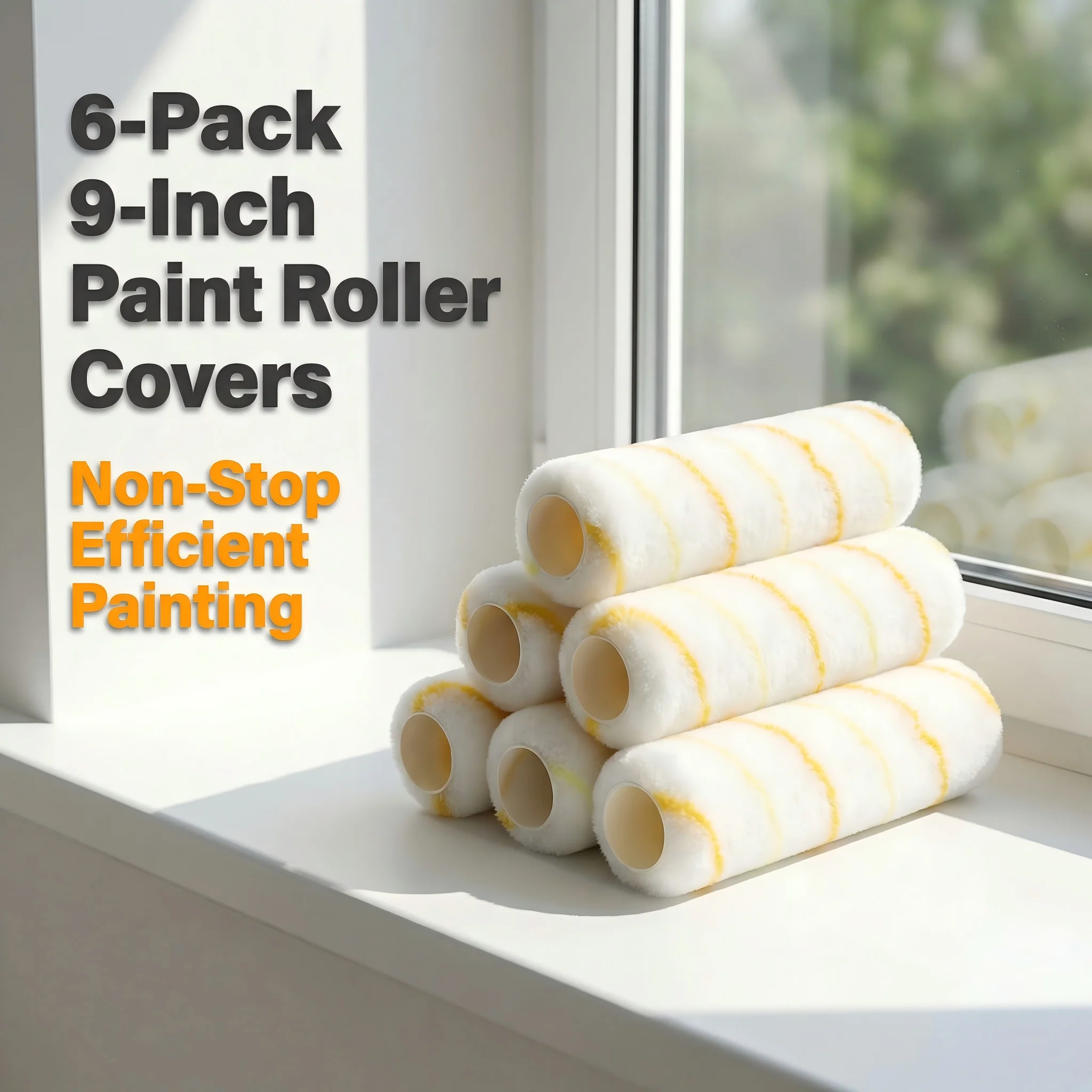 Paint Roller Covers 6 Pack, 9 Inch X 1/2" Nap Microfiber Paint Roller Covers, House Painting Supplies
Paint Roller Covers 6 Pack, 9 Inch X 1/2" Nap Microfiber Paint Roller Covers, House Painting Supplies