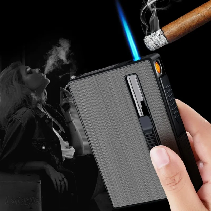 Cigarette Case With Lighter Jet Flame Lighter USB Metal Lighter Holds 20pcs 100mm Cigarettes Tobacco Storage Box Smoking Gadgets
Cigarette Case With Lighter Jet Flame Lighter USB Metal Lighter Holds 20pcs 100mm Cigarettes Tobacco Storage Box Smoking Gadgets